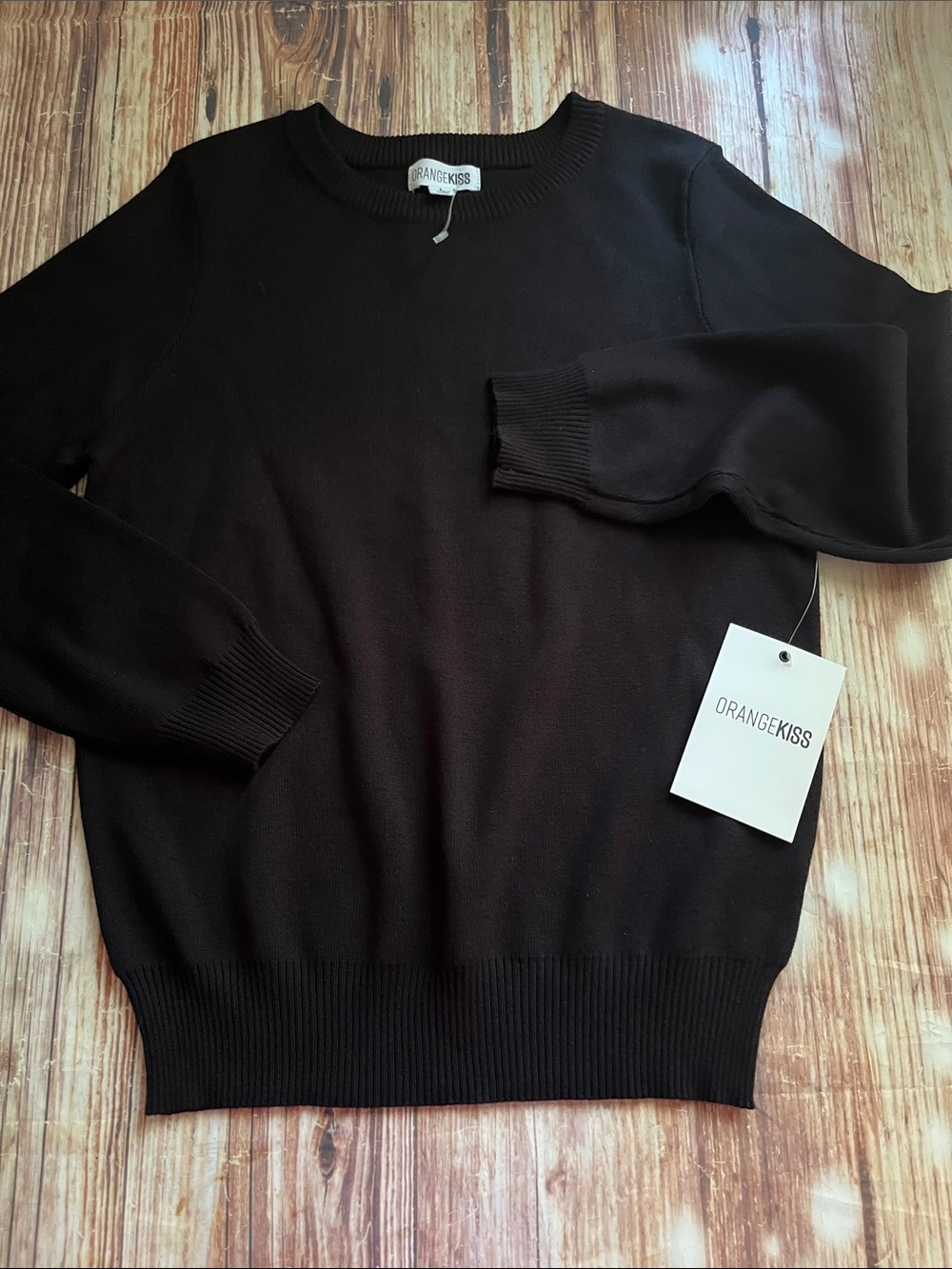 Orange Kiss Black Crew neck Sweater L